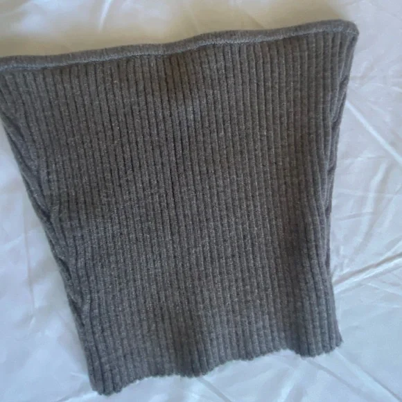Zara Stone Grey Knit Tube Corset Bustier Crop Sweetheart Top Minimal Size S NWT - Picture 13 of 16
